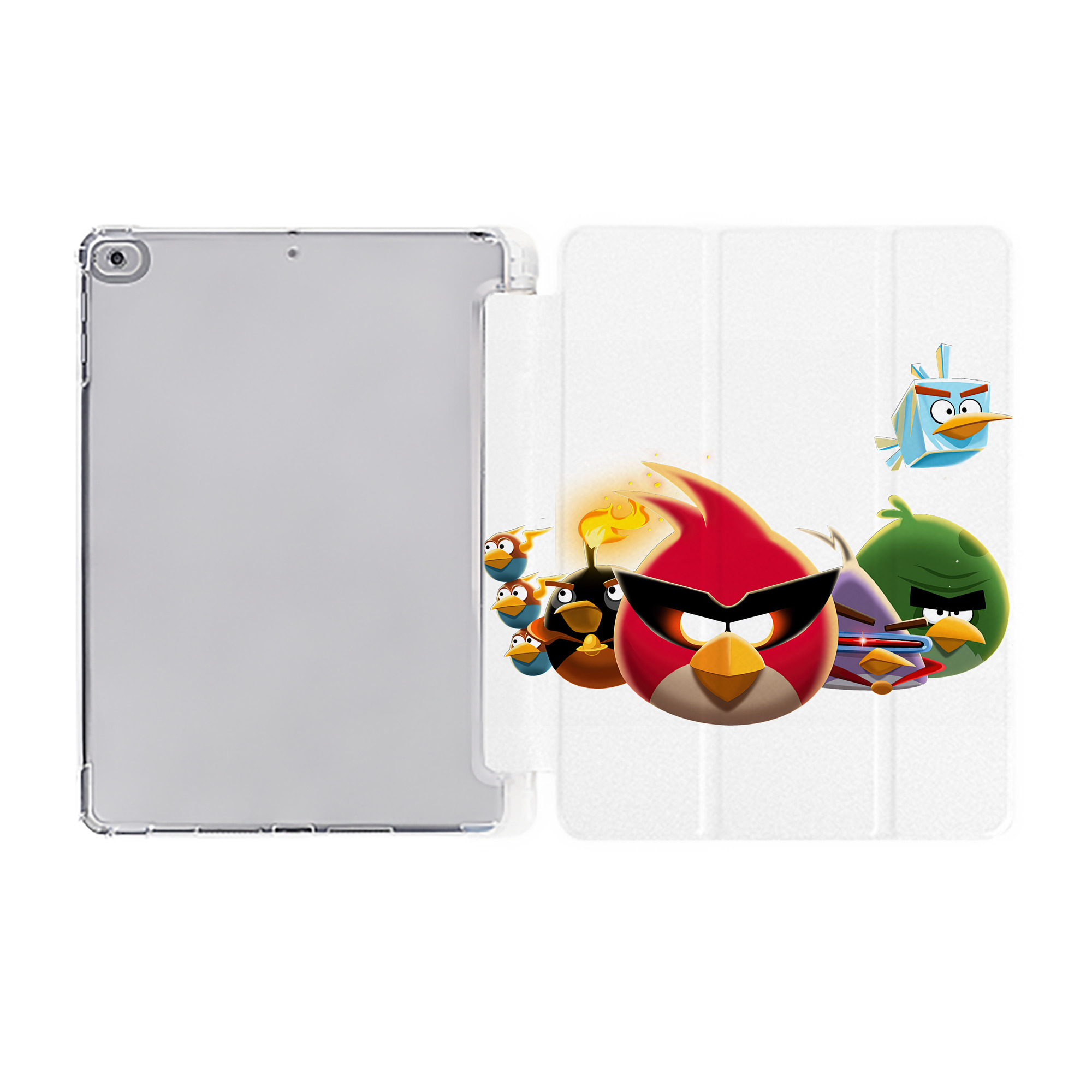 （画像用） Angry Birds アングリーバード IPad ケース ペン収納付き 三つ折りスタンド PUレザー×シリコン 対応機種9.5/10.5/10.9インチ